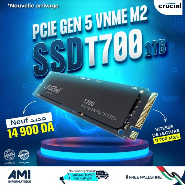 Crucial T700 1TB PCIe Gen5 NVMe M.2 SSD