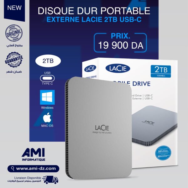 Disque Dur portable externe Lacie Mobile Drive 2TB USB C