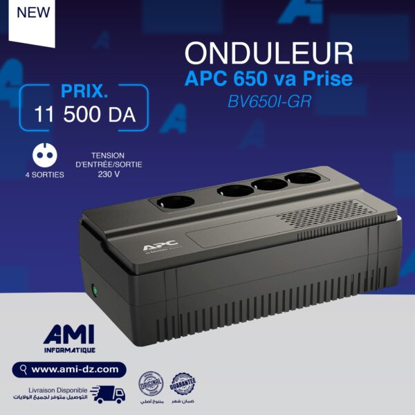 Onduleur Easy UPS Avec Protection AVR 4Prises 650VA 230V APC BV650I