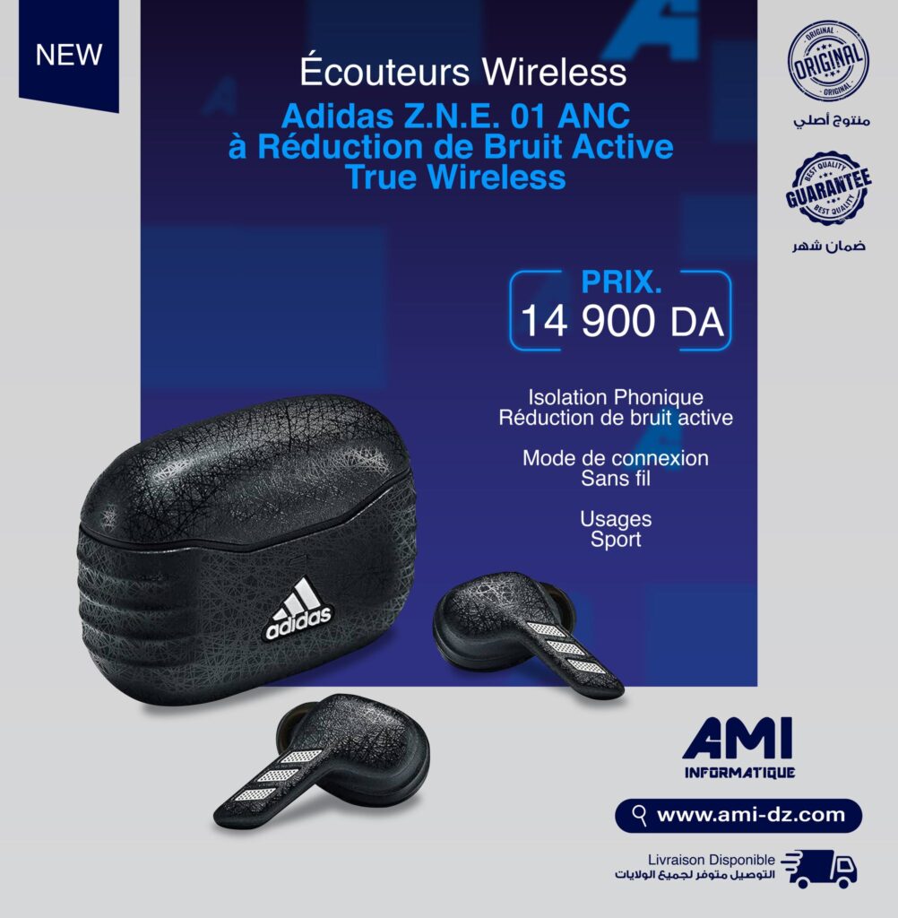 Adidas Z.N.E. 01 ANC – Écouteurs à Réduction de Bruit Active True Wireless – Gris Foncé