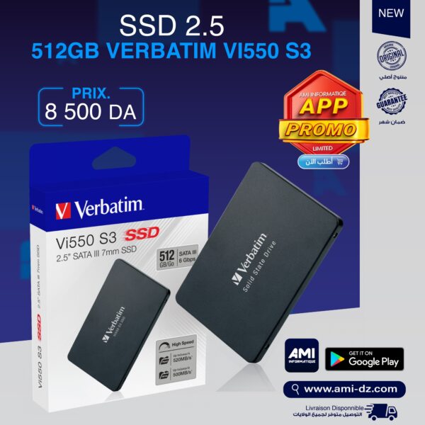 SSD Verbatim 512Go VI550 S3 SATA 2.5″