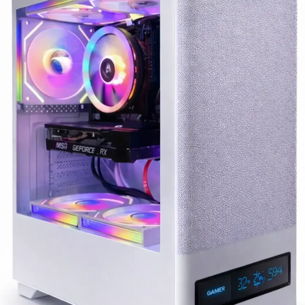 MAGMA V8202 Gaming PC Case, Digital Screen, 3 Fans, USB-C, USB 3.0 WHITE