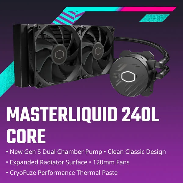 Cooler Master MasterLiquid 240L Core 240mm Non RGB AM4/AM5/INTEL