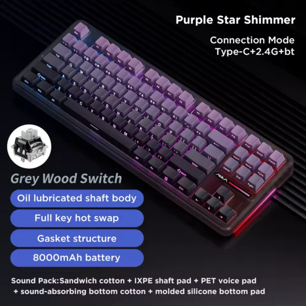 keyboard Gaming AULA F87 PRO Tri-mode Magnetic Switch 4000 mAh