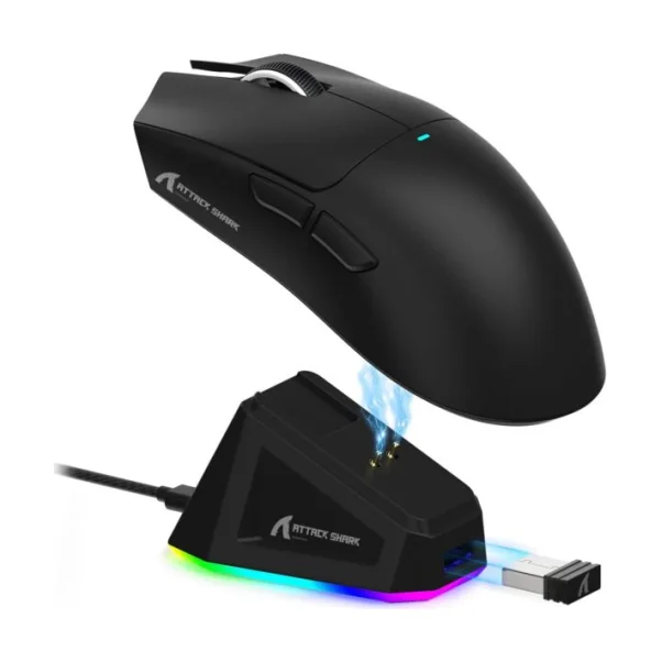 Souris Attack Shark X11 Wireless White/Black + Charging Dock