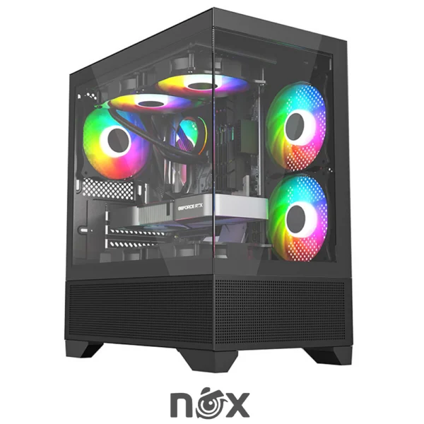 Boitier Gamer NOX RAVEN full Black MATX plus 3Pcs Fans M52-12cm ARGB
