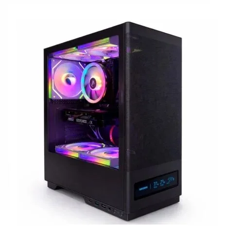 Boîtier Magma V8202 Gaming PC Case, Digital Screen, 3 Fans, USB-C, USB 3.0 (Black / White)