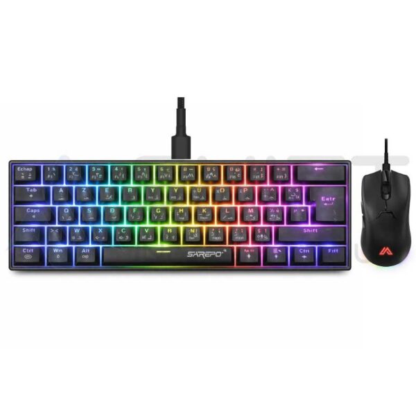 COMBO CLAVIER SOURIS GAMER SAREPO GK-61 (RED + 1200DPI)