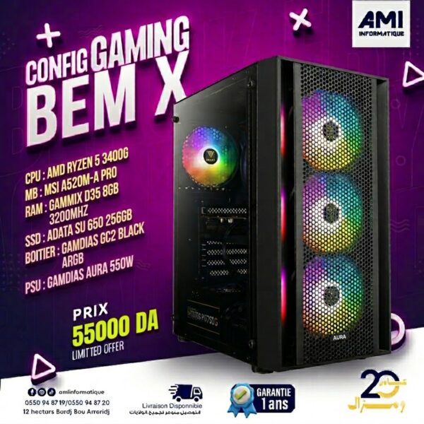 CONFIG PC GAMER PROMO BEM X /R5-3400G/8GB/256