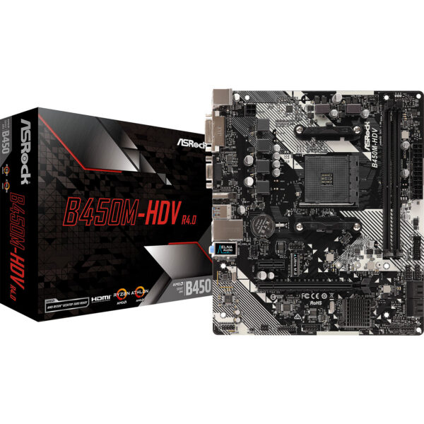 CARTE MERE  B450M-HDV R4.0  AM4 AVEC CONFIG