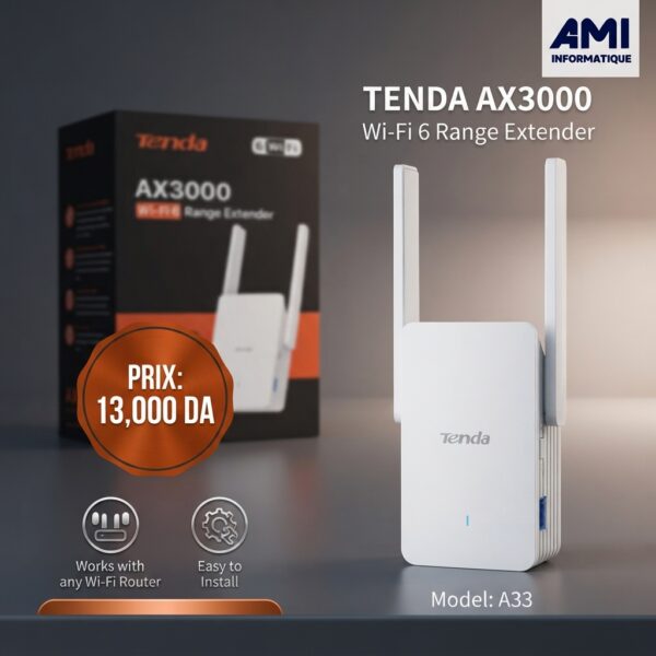RÉPÉTEUR WIFI  TENDA A33 AX3000 WIFI 6 PRIX ALGERIE