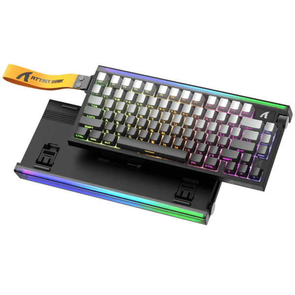 ATTACK SHARK R85 HE 8000Hz Rapid Trigger Keyboard, 75% Wired Gamer Keyboard, RGB Lightbox, 0.01mm RT Accuracy, Magnetic Switch, Adjustable Actuation, Snap Tap, PC/Mac, White Outline . BLACK