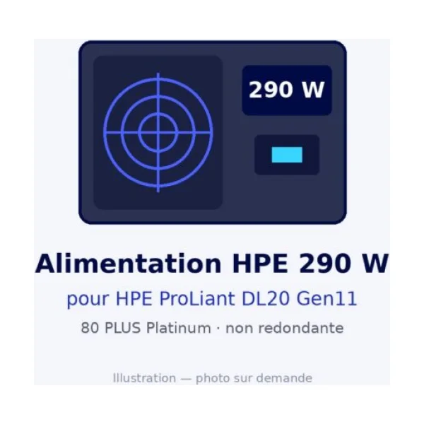 Alimentation HPE 290 W pour ProLiant DL20 Gen11 (illustration)