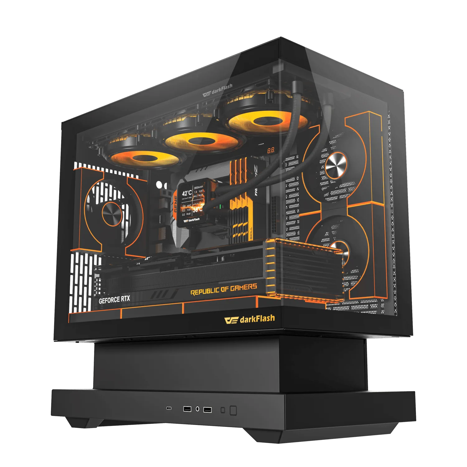 Case Magma Dark Flash Floatron 6 Fans ARGB Black M-atx
