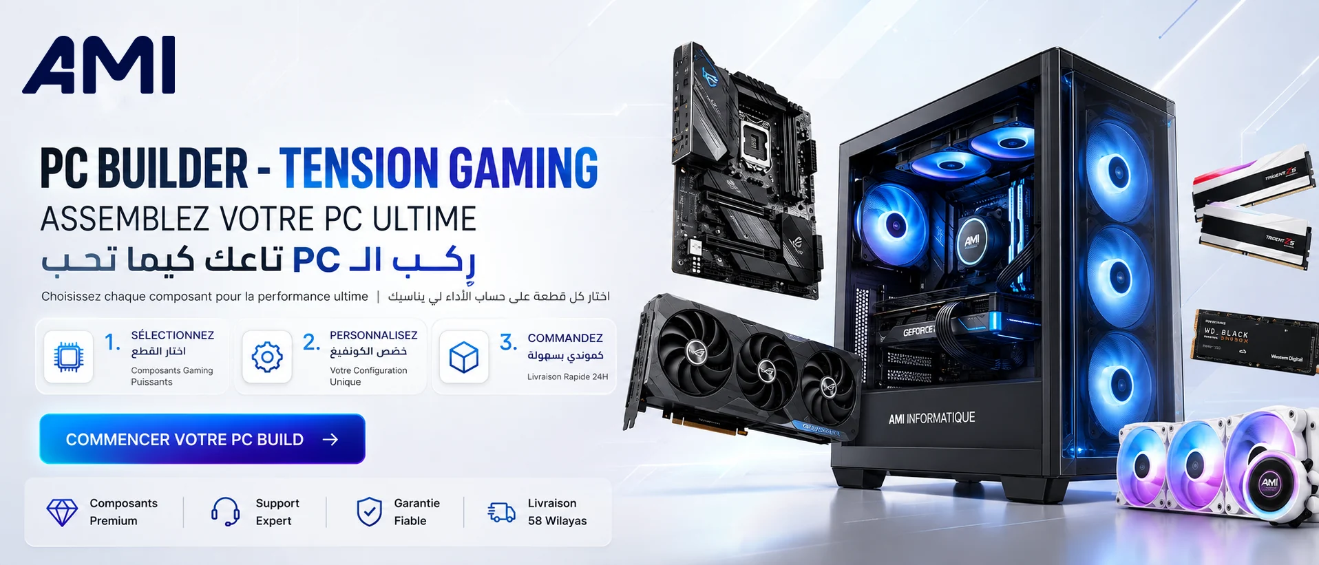 PC Builder AMI - Tension Gaming : assemblez votre PC ultime